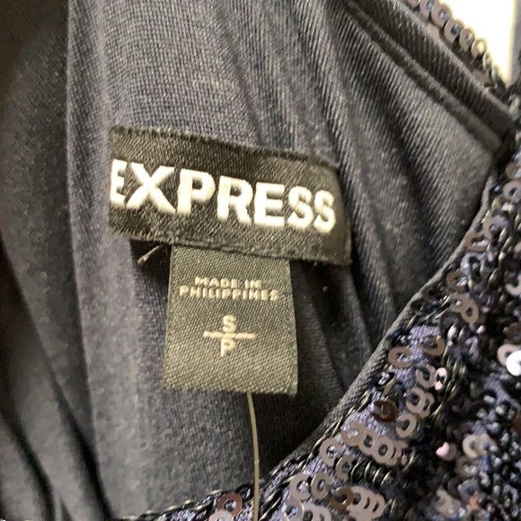NWT Express Navy Blue Sequined Halter Dress Size Small - Picture 10 of 10
